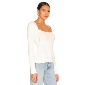 Lovers + Friends Tie Back Fitted Rib Sweater White - Size: Medium